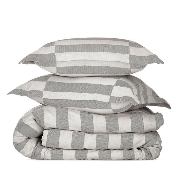 Nate Berkus Other - Nate Berkus Signature Broken Dobby Stripe Full/Queen Duvet Cover Set Pearl - NWT